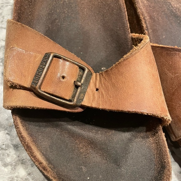 Birkenstock woman’s size 38 Slide tan leather Sandals - Picture 5 of 10